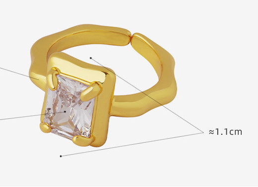 Copper Inlaid Open-end Zircon Ring