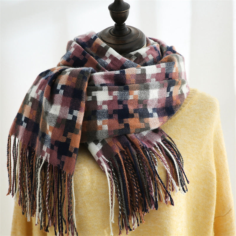 New Plaid Scarf Women Tassel Shawl Fashion