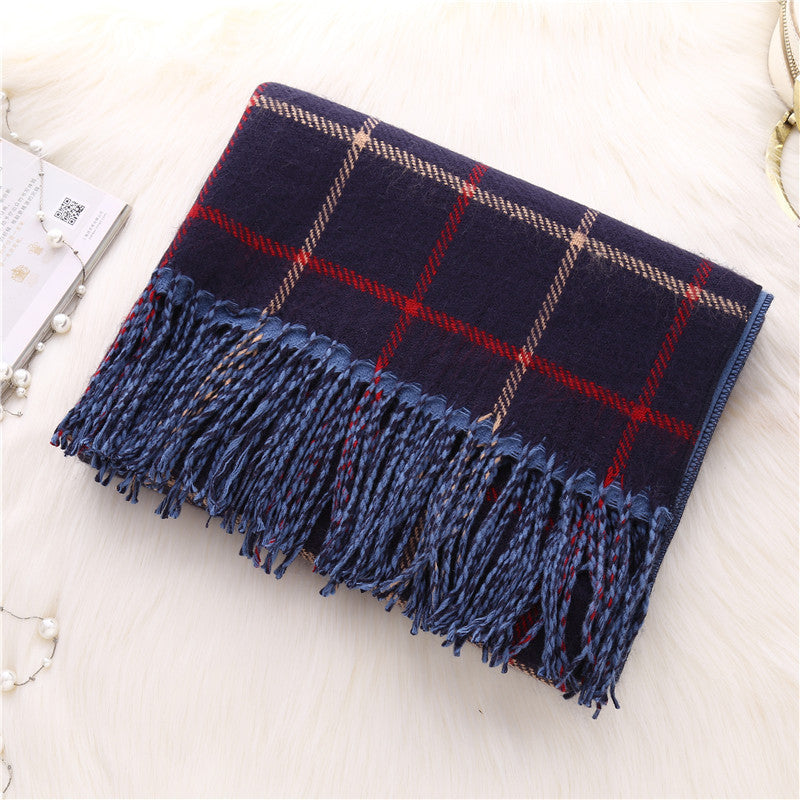 Double-sided plaid scarf women