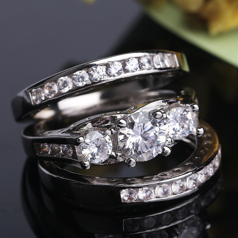 Couple Three-piece Set Ring European And American Fashion