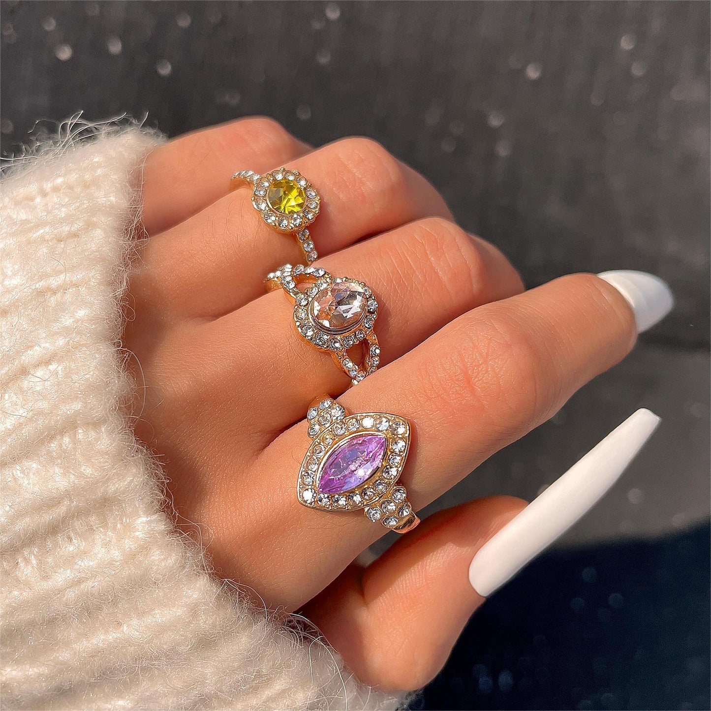 Color Diamond Four-piece Ring