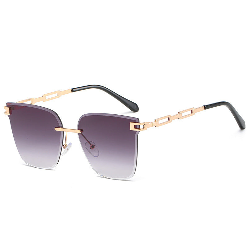 Frameless Trimming Sunglasses Metal Hollow Gradient Color Sunglasses