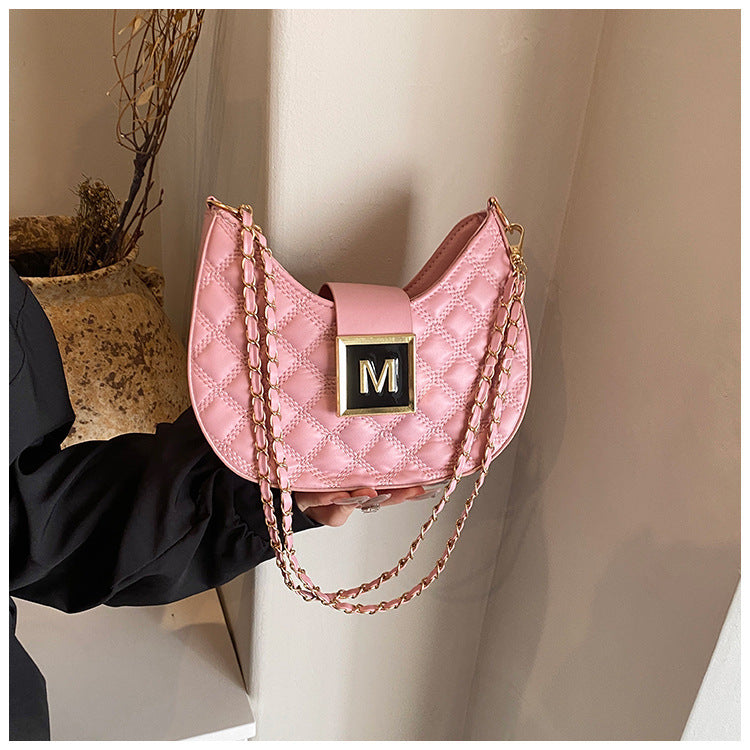 High-grade Bag Women's New Fashion Rhombus Single Shoulder Underarm All-match Niche Texture Chain Messenger Bag