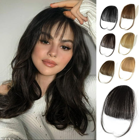 Women's Air Natural Forehead Invisible Seamless Hair-free Seam Full Real Bangs Wig Set