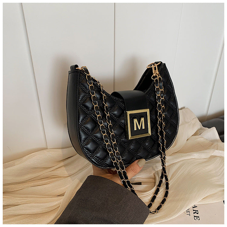 High-grade Bag Women's New Fashion Rhombus Single Shoulder Underarm All-match Niche Texture Chain Messenger Bag