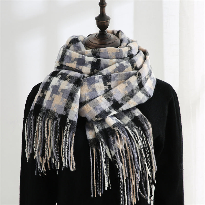 New Plaid Scarf Women Tassel Shawl Fashion