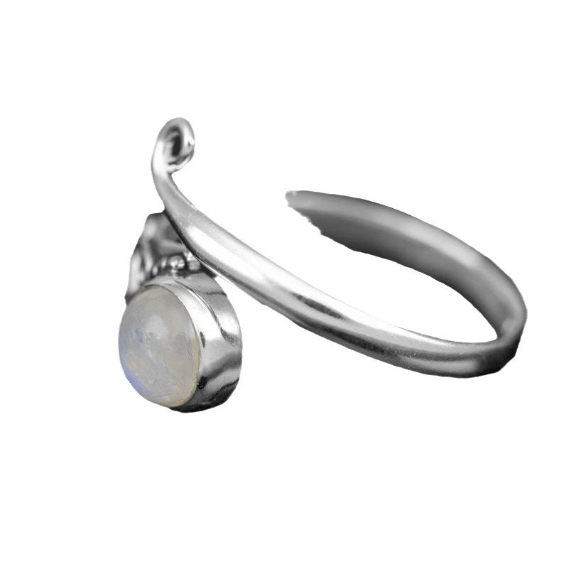 Creative Bohemian Retro Moonstone Ancient Silver Fashion Ring