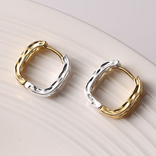 Creative Personality Geometric Concave Convex Color Matching Square Ear Clip