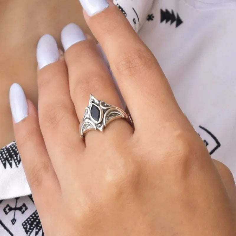 Simple Retro Boho Open Adjustable Index Finger Ring Black Ring