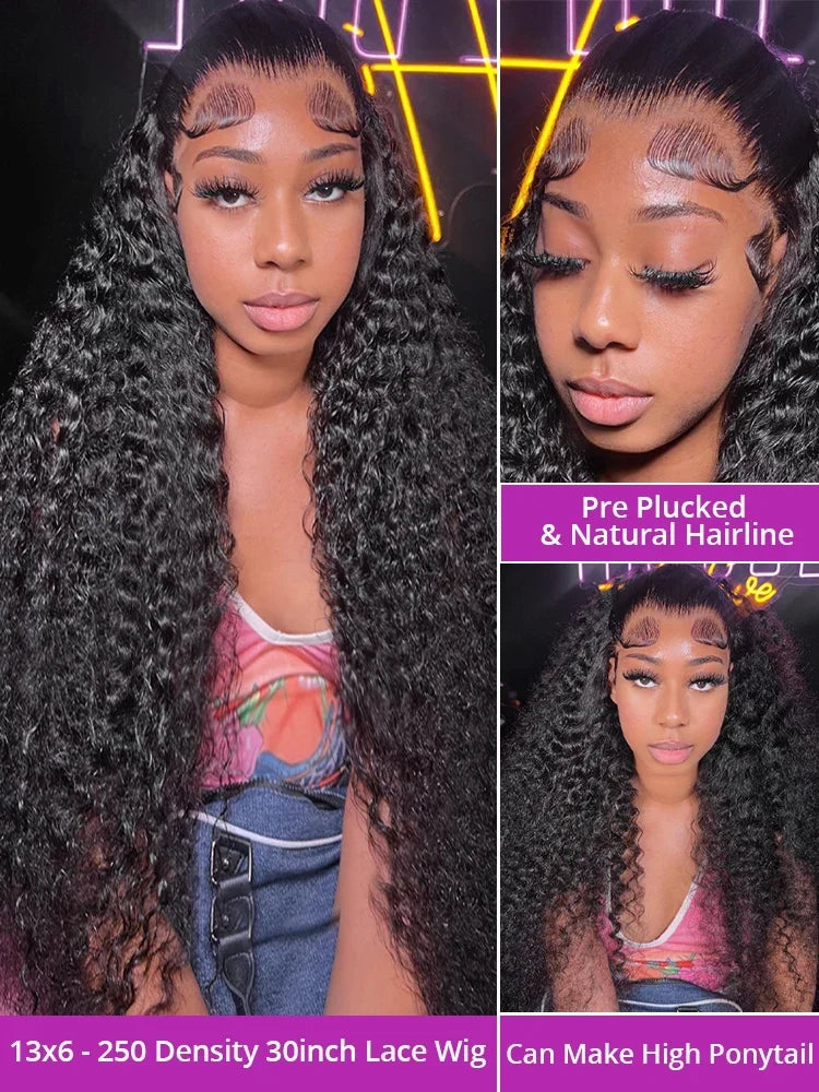 Deep Wave Hd Lace Front Human Hair Curly Wigs