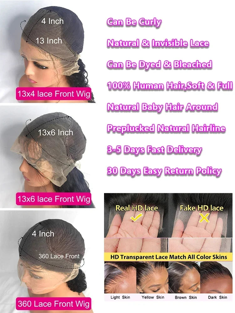 Deep Wave Lace Frontal Curly Wigs