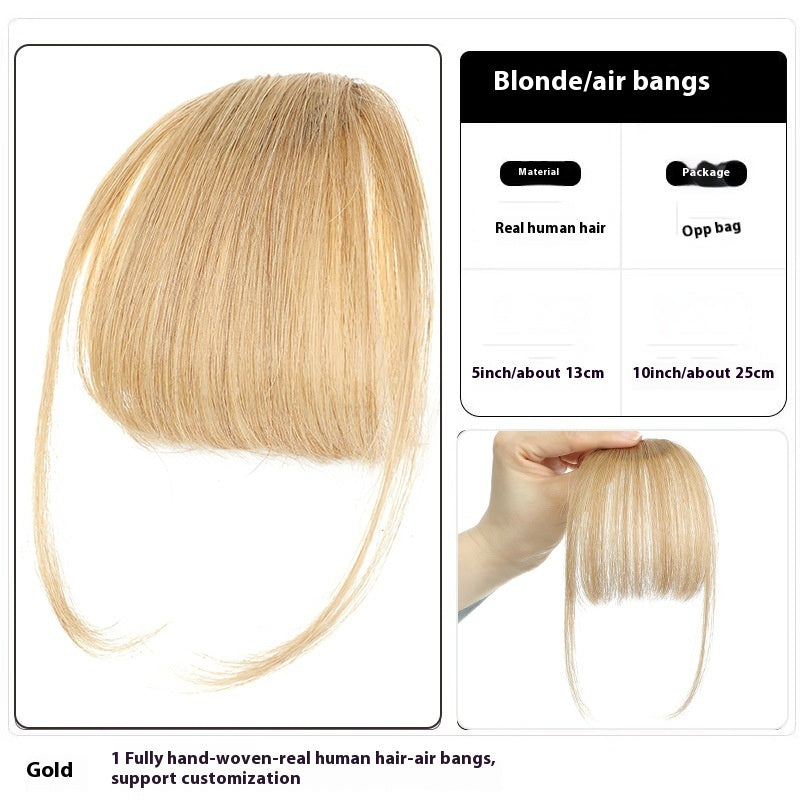 Women's Air Natural Forehead Invisible Seamless Hair-free Seam Full Real Bangs Wig Set