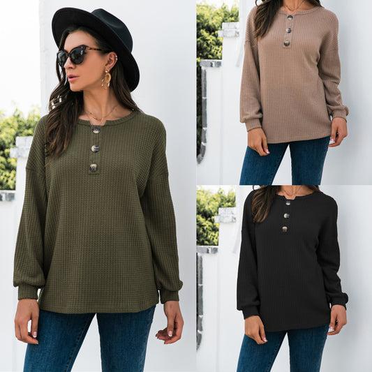 Women's Temperament Fashion Button Knit Tops