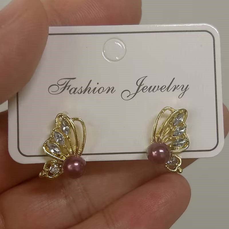 Butterfly Zircon Love Of Butterfly Stud Earrings Simple